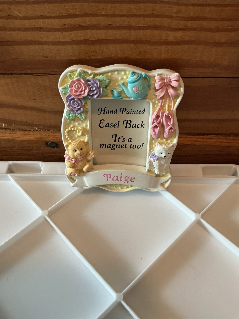 Personalized Little Girl Theme Frame Magnet 3” Personalized With The Name Paige